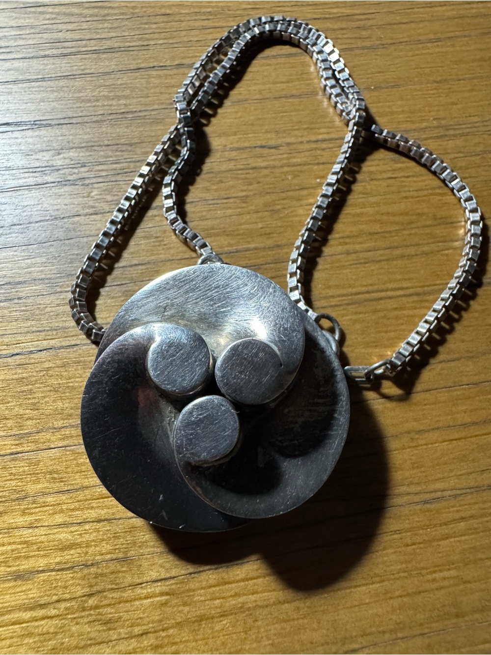 Taxco Blackened Silver Round Brooch Pendant - Picture 3 of 9